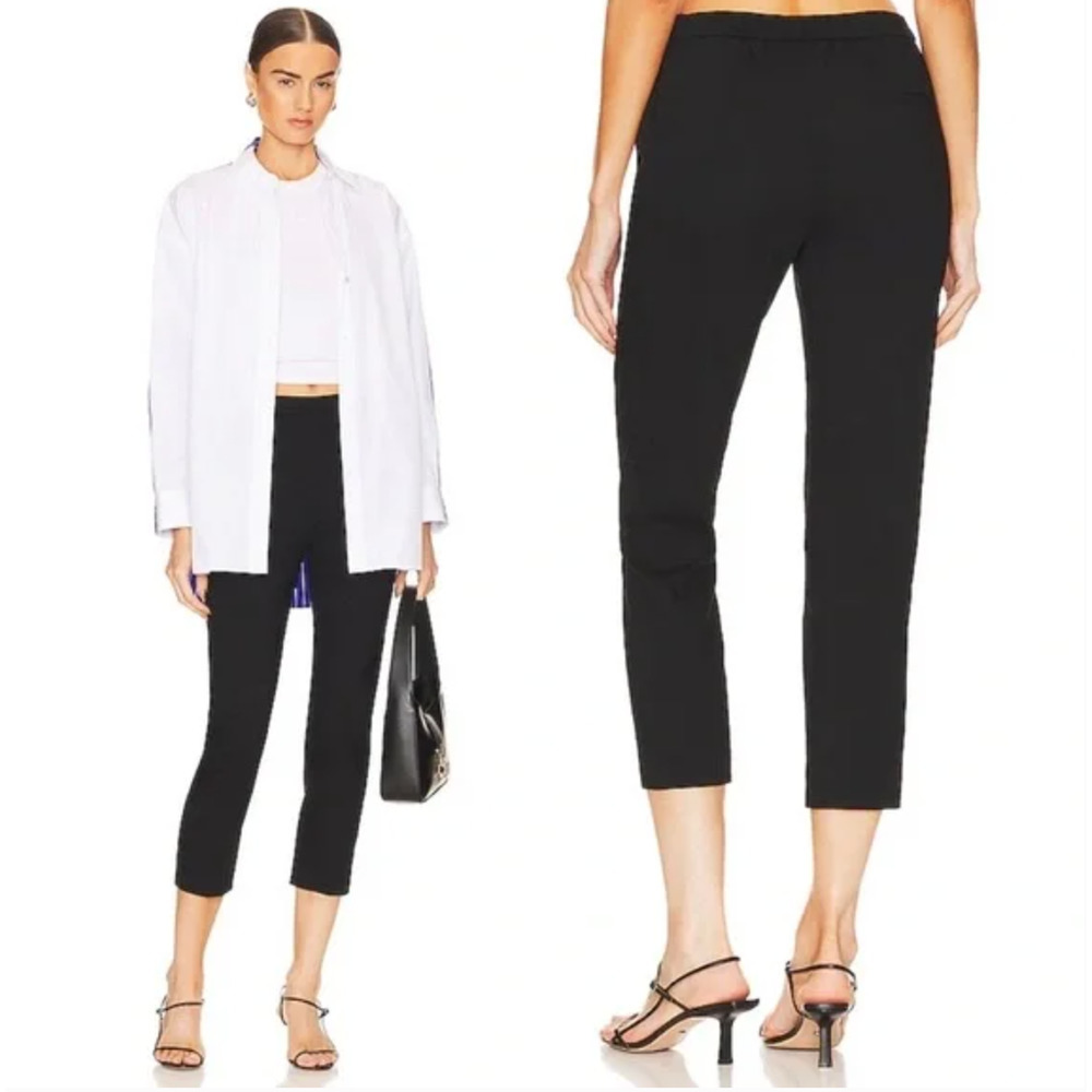 Theory Treeca Cropped Slacks Pants Wool Blend Slim-Leg Women's Black Size 2